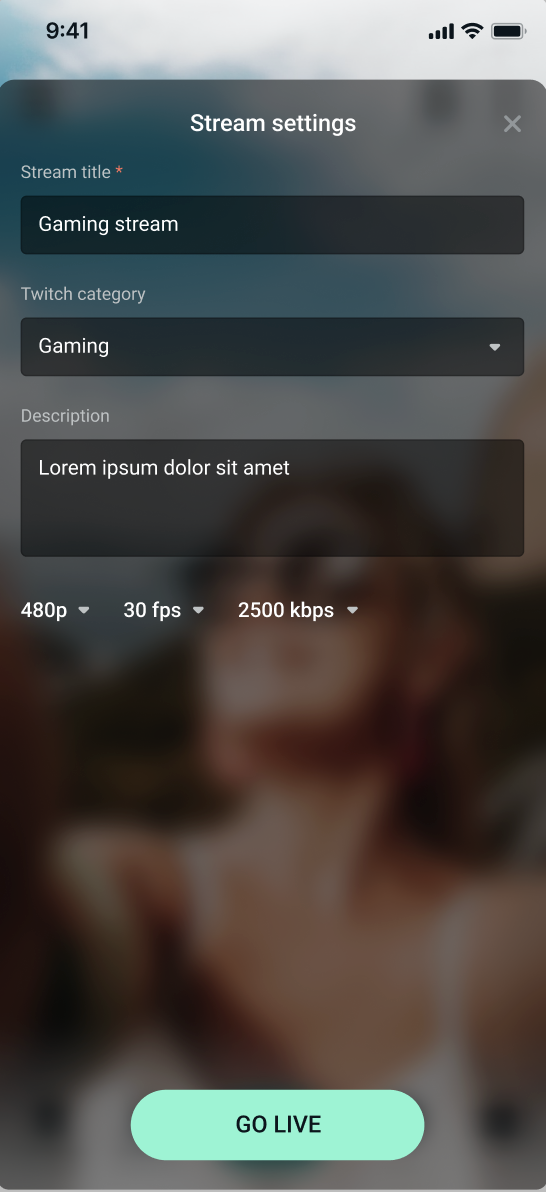 Title, description and category for Mobile streaming